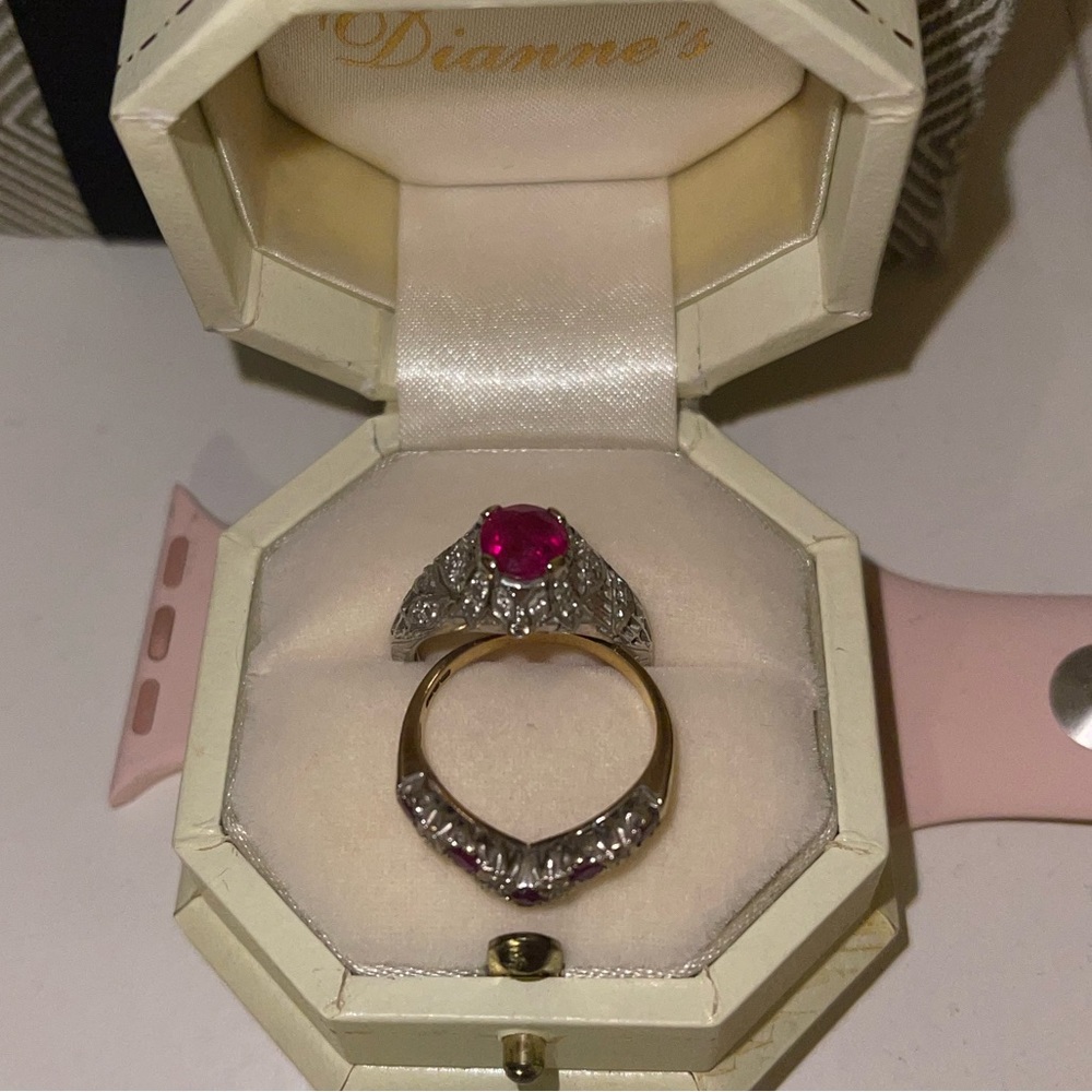 Ruby & Diamond Ring & matching Wedding Band